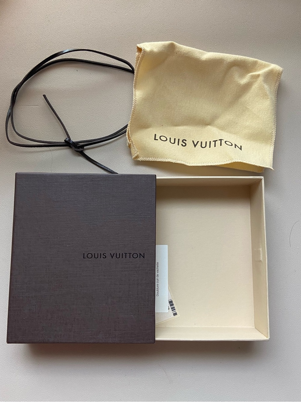 Louis Vuitton box dust bag bow